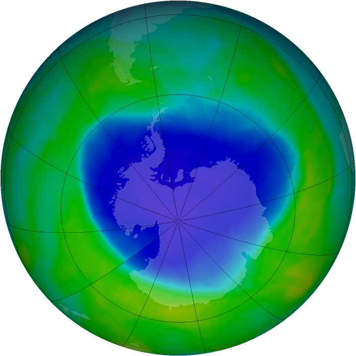 Antarctic ozone map for 22 November 2008